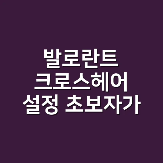 발로란트 크로스헤어 설정 초보자가 바로 맞추는 방법 - 요약