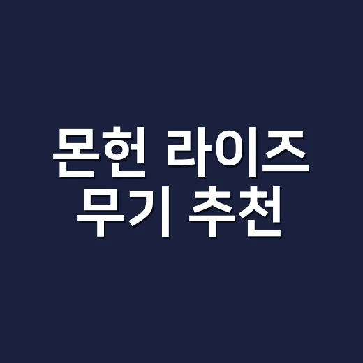 몬헌 라이즈 무기 추천, 초보자가 덜 막히고 익히는 방법 - 요약