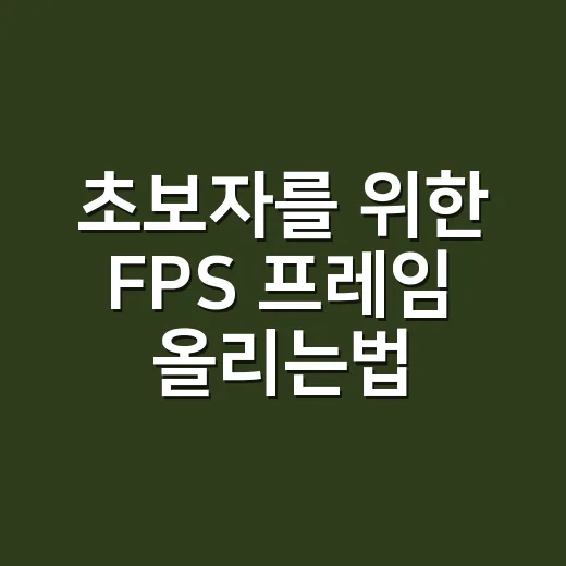 초보자를 위한 FPS 프레임 올리는법, 렉 줄이려면 이렇게 맞추면 됩니다 - 요약
