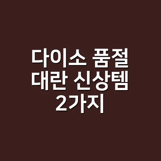 다이소 품절 대란 신상템 2가지, 그냥 사도 괜찮을까요? - 요약