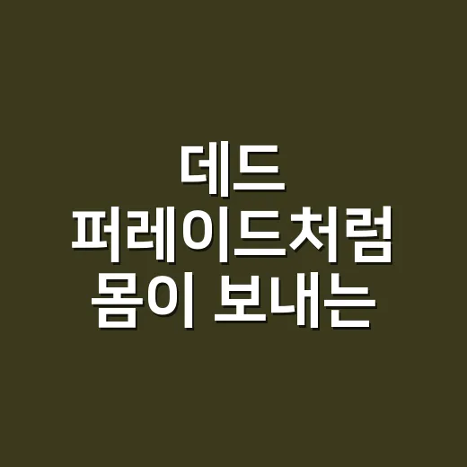 데드 퍼레이드처럼 몸이 보내는 신호를 지나치고 계신가요? - 요약