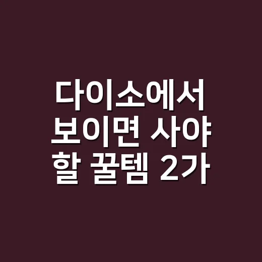 다이소에서 보이면 사야 할 꿀템 2가지, 집에 준비해두고 계신가요? - 요약