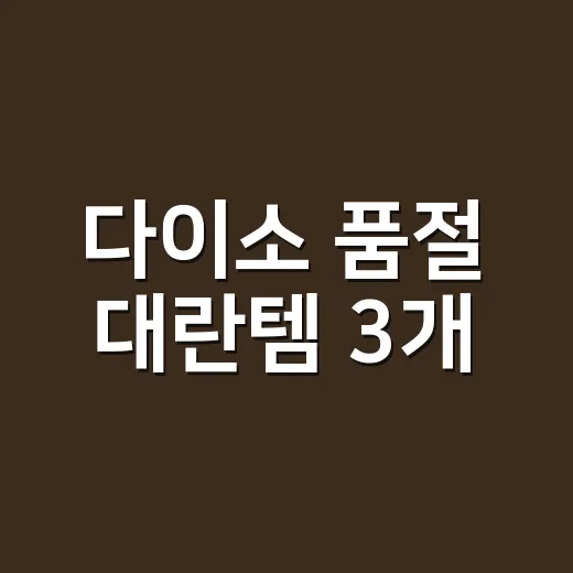 다이소 품절 대란템 3개, 진짜 살 만했을까요? - 요약