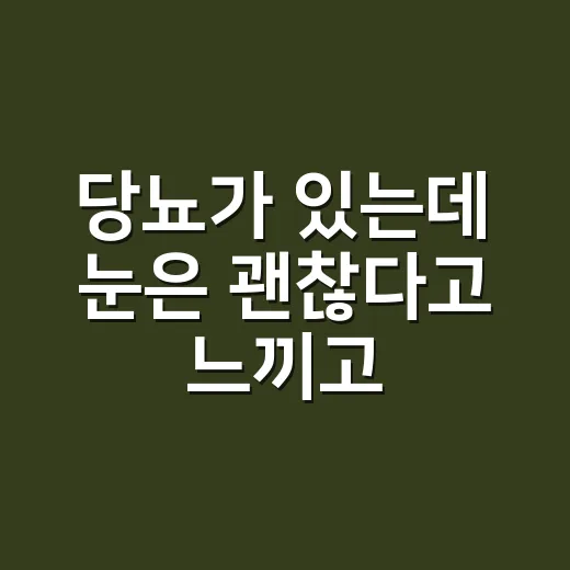 당뇨가 있는데 눈은 괜찮다고 느끼고 계신가요? - 요약