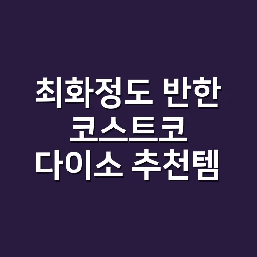 최화정도 반한 코스트코 다이소 추천템, 건강 생각하면 뭘 골라야 할까요? - 요약
