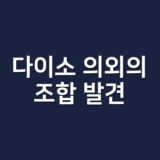다이소 의외의 조합 발견, 집에 하나쯤 준비해도 괜찮을까요? - 요약