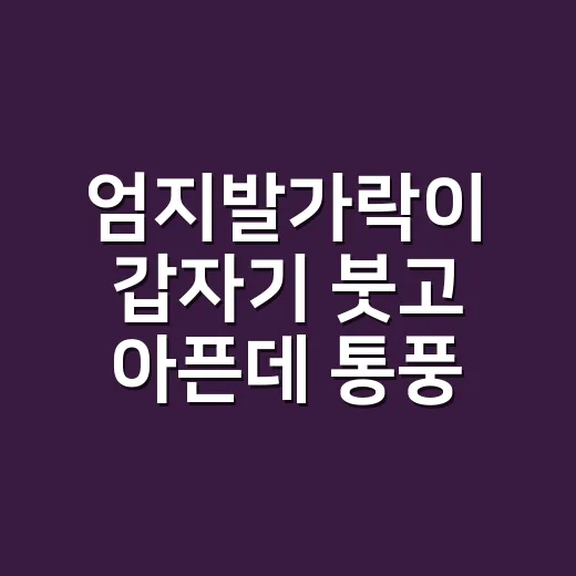 엄지발가락이 갑자기 붓고 아픈데 통풍 증상일까요? - 요약