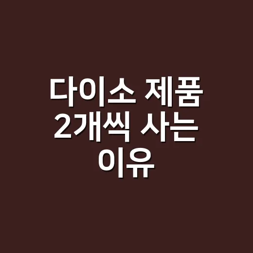 다이소 제품 2개씩 사는 이유, 그냥 싸서만일까요? - 요약