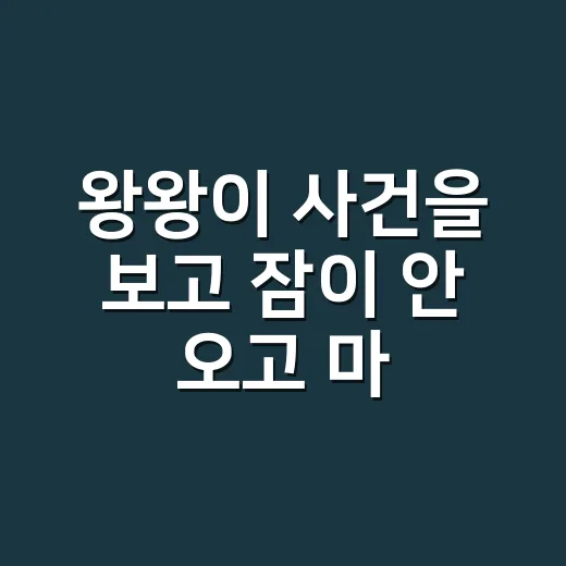 왕왕이 사건을 보고 잠이 안 오고 마음이 힘드신가요? - 요약