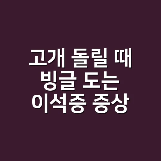 고개 돌릴 때 빙글 도는 이석증 증상, 원인과 치료법이 궁금하신가요? - 요약