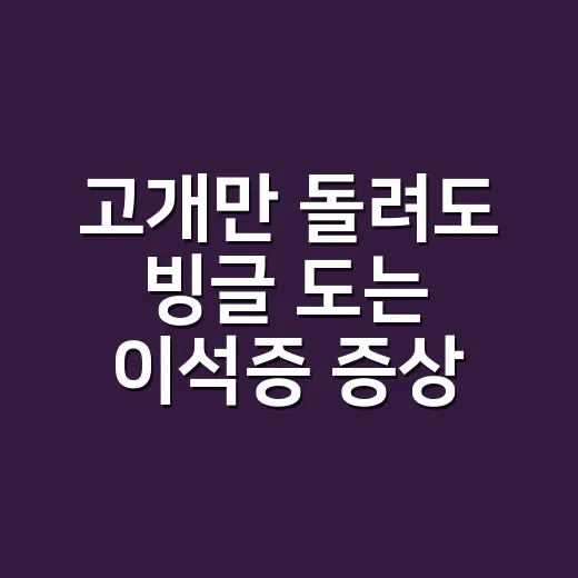 고개만 돌려도 빙글 도는 이석증 증상 원인, 그냥 쉬면 괜찮을까요? - 요약