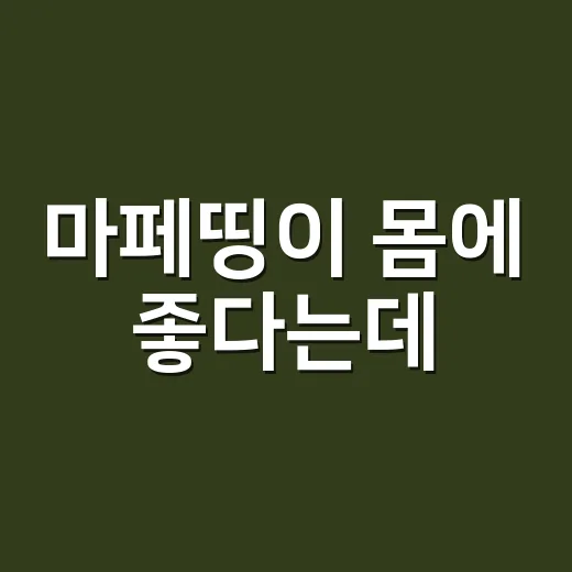 마페띵이 몸에 좋다는데, 내 몸에 맞는지 궁금하신가요? - 요약