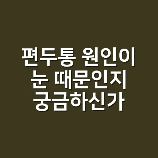 편두통 원인이 눈 때문인지 궁금하신가요? - 요약