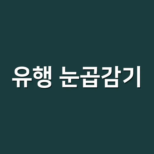 유행 눈곱감기, 감기처럼 넘겨도 괜찮을까요? - 요약