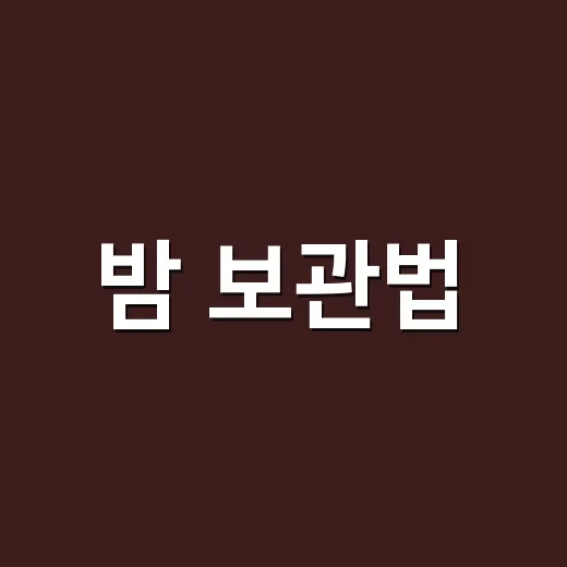 밤 보관법, 냉장고에 그냥 넣어도 괜찮을까요? - 요약