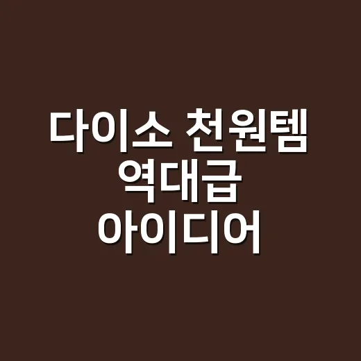 다이소 천원템 역대급 아이디어, 건강관리에도 쓸 만할까요? - 요약