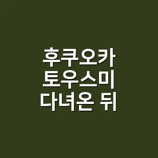 후쿠오카 토우스미 다녀온 뒤 속이 불편한가요? - 요약