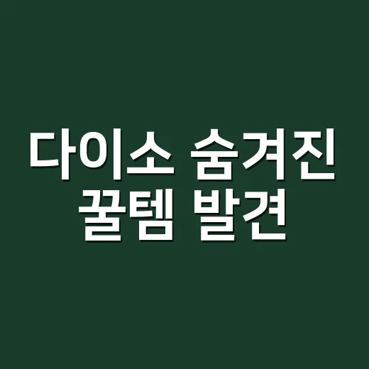 다이소 숨겨진 꿀템 발견, 집에 두면 진료 시기를 놓치지 않을까요? - 요약