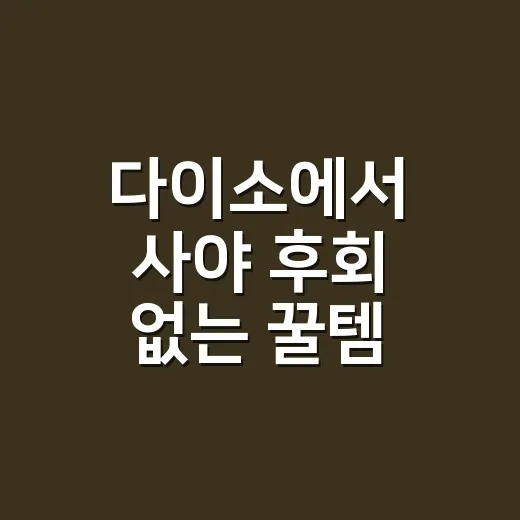 다이소에서 사야 후회 없는 꿀템 2가지, 집에 준비해두고 계신가요? - 요약