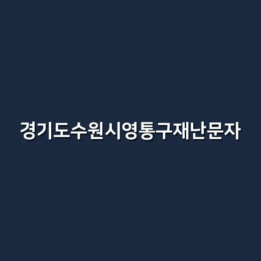 경기도수원시영통구재난문자, 그냥 넘겨도 괜찮을까요? - 요약