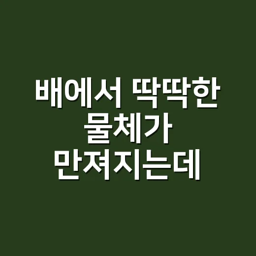 배에서 딱딱한 물체가 만져지는데 그냥 둬도 될까요? - 요약