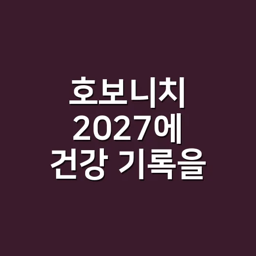 호보니치 2027에 건강 기록을 남기면 병원 진료가 달라질까요? - 요약