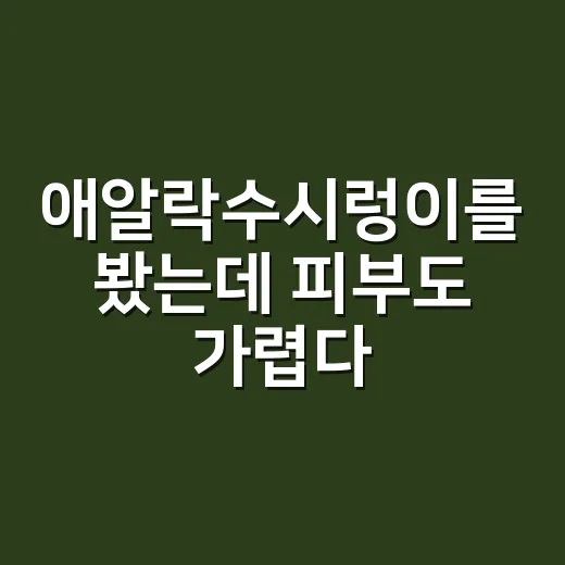 애알락수시렁이를 봤는데 피부도 가렵다면 병원에 가야 할까요? - 요약