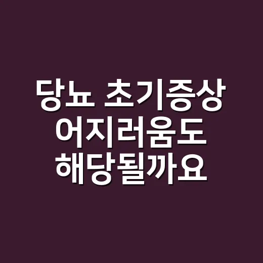 당뇨 초기증상 어지러움도 해당될까요? - 요약