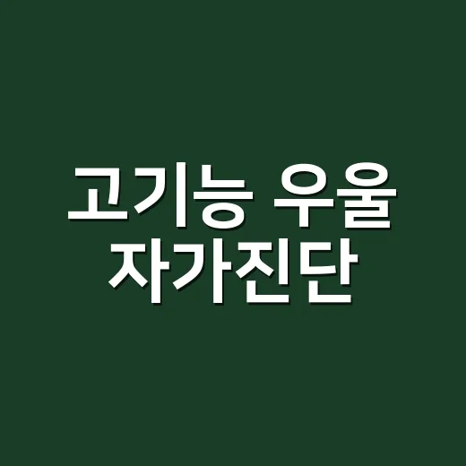 고기능 우울 자가진단, 출근해도 필요할까요? - 요약