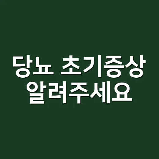 당뇨 초기증상 알려주세요, 어떤 변화를 봐야 할까요? - 요약