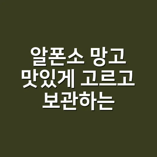 알폰소 망고 맛있게 고르고 보관하는 방법 - 요약