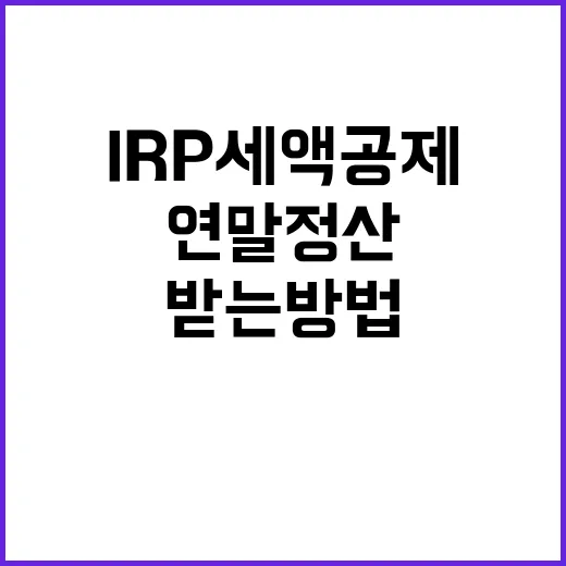IRP세액공제 제대로 받는 방법, 연말정산 전에 이렇게 계산하면 편해요 - 요약