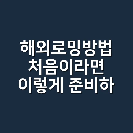 해외로밍방법 처음이라면 이렇게 준비하면 덜 헤맵니다 - 요약