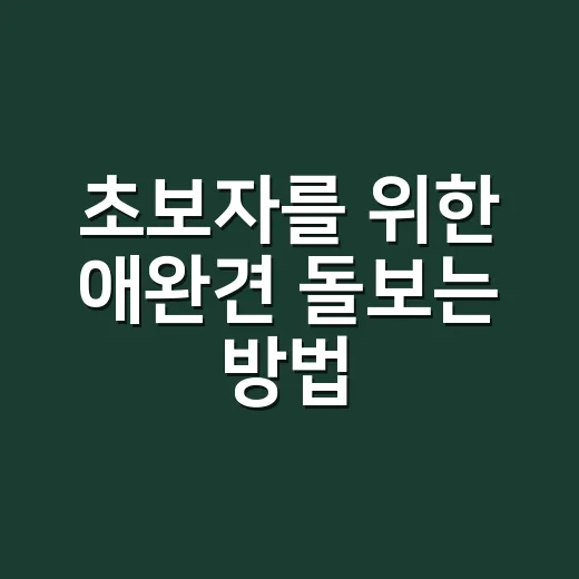 초보자를 위한 애완견 돌보는 방법, 처음 키울 때 꼭 챙길 것들 - 요약