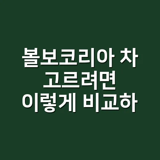 볼보코리아 차 고르려면 이렇게 비교하면 편합니다 - 요약