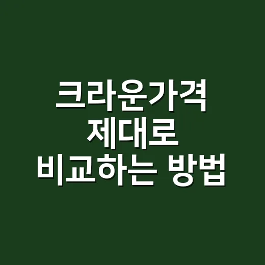 크라운가격 제대로 비교하는 방법, 치과 가기 전 이렇게 보면 덜 헷갈려요 - 요약