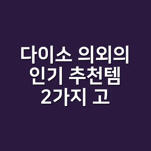 다이소 의외의 인기 추천템 2가지 고르는 방법 - 요약