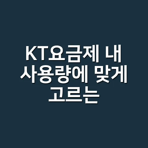 KT요금제 내 사용량에 맞게 고르는 방법 - 요약