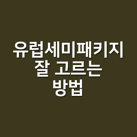 유럽세미패키지 잘 고르는 방법, 자유여행처럼 편하게 다녀오려면 이렇게 - 요약