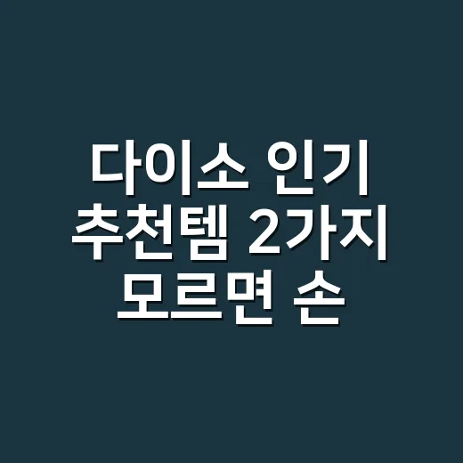 다이소 인기 추천템 2가지 모르면 손해 없이 고르는 방법 - 요약