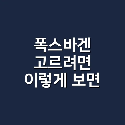 폭스바겐 고르려면 이렇게 보면 편합니다 - 요약