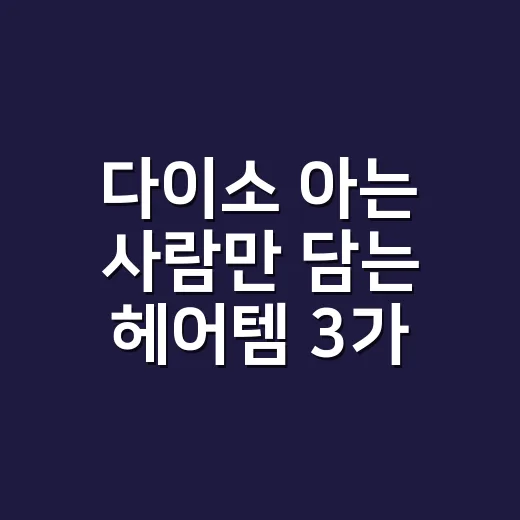 다이소 아는 사람만 담는 헤어템 3가지, 실패 없이 고르는 방법 - 요약