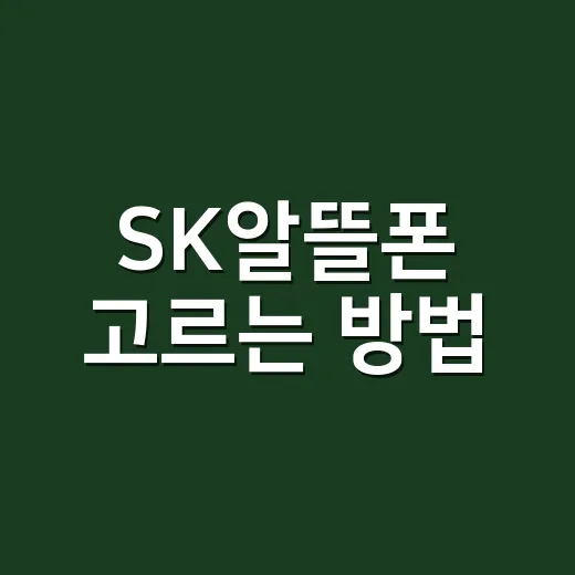 SK알뜰폰 고르는 방법, 요금제보다 먼저 봐야 할 것들 - 요약