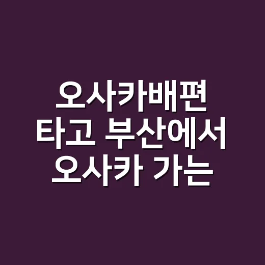 오사카배편 타고 부산에서 오사카 가는 방법, 초보자도 헷갈리지 않게 준비하기 - 요약