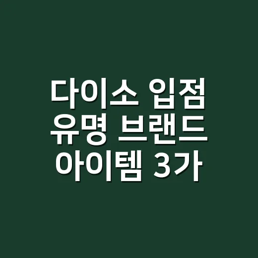다이소 입점 유명 브랜드 아이템 3가지 고르는 방법 - 요약