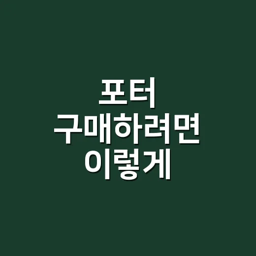 포터 구매하려면 이렇게 비교하면 덜 헷갈립니다 - 요약