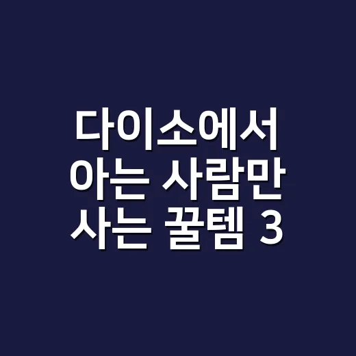 다이소에서 아는 사람만 사는 꿀템 3가지 고르는 방법 - 요약