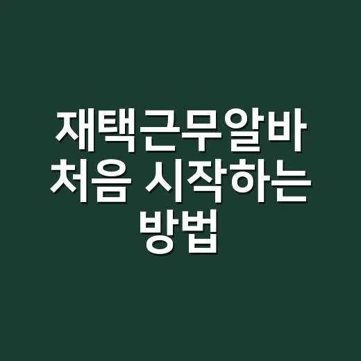 재택근무알바 처음 시작하는 방법, 초보자가 안전하게 고르는 기준 - 요약