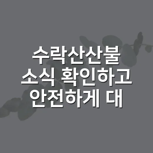 수락산산불 소식 확인하고 안전하게 대처하는 방법 - 요약