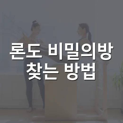 론도 비밀의방 찾는 방법, 처음 가는 사람도 헷갈리지 않게 - 요약